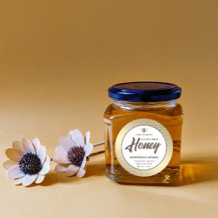 Modern gold honeybee honey jar label