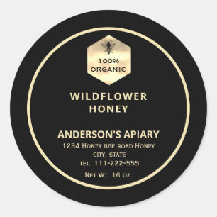 Modern gold  honeybee honey jar label