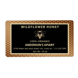 Modern gold honeybee honeycomb honey jar