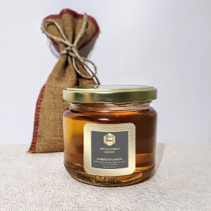 Modern gold  honeycomb honey jar label logo