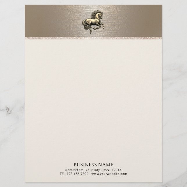 Modern Gold Horse Club Equine Training Equestrian Custom Letterhead (Front)