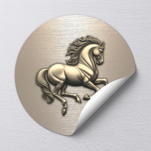 Modern Gold Horse Equine Classic Round Sticker (Creator Uploaded)