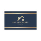 Modern Gold House Logo Real Estate Realtor Navy