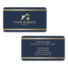 Modern Gold House Logo Real Estate Realtor Navy