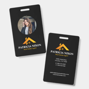Modern Gold House Real Estate Agent ID Badge