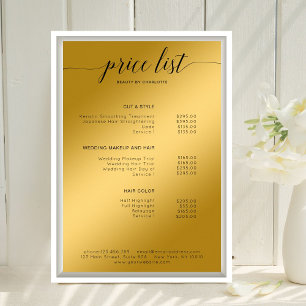 Modern, Gold (Imitate) Salon Price List Poster