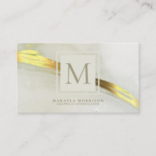 Modern Gold Ink Monogram Abstract  Business Card
