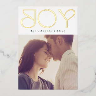 Modern GOLD JOY Christmas Photo Foil Holiday Card