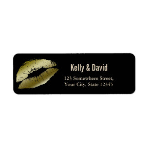 Modern Gold Kiss Wedding Return Address
