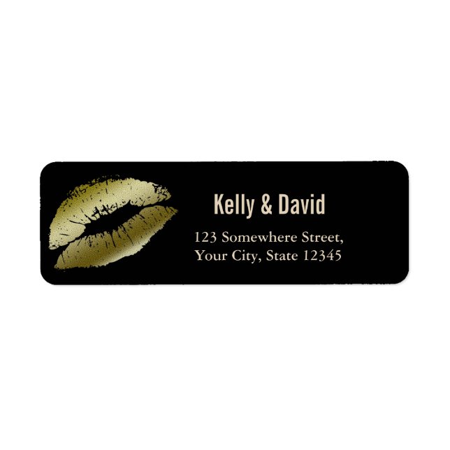 Modern Gold Kiss Wedding Return Address (Front)