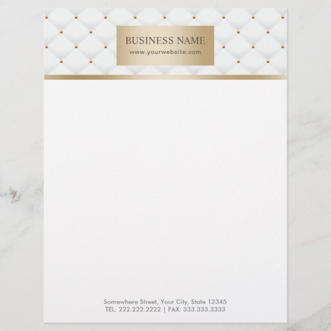 Modern Gold Label Luxury Quilted Business Custom Letterhead (Front)