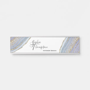 Modern Gold Lavender Geode Agate - Name Plate