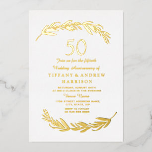 Modern Gold Leaf Foil 50th Wedding Anniversary