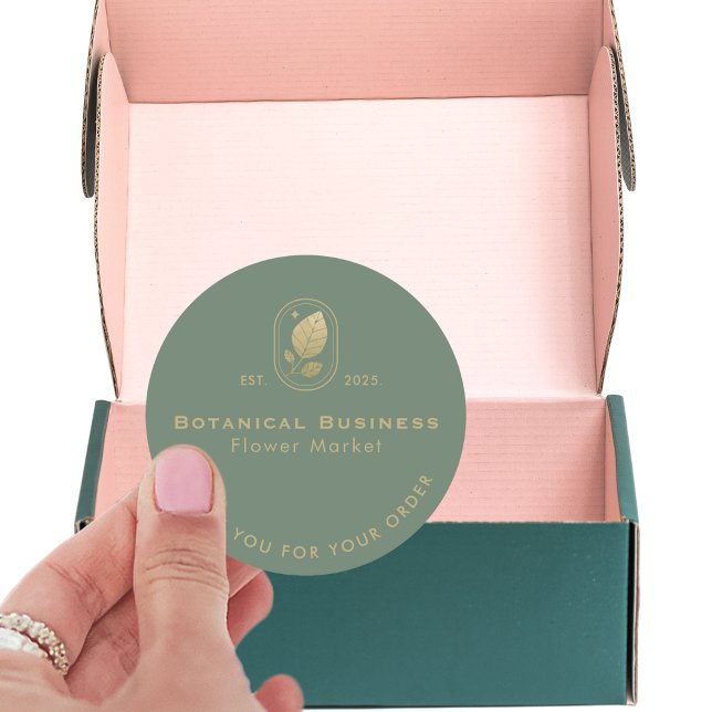 Modern Gold Leaf Minimal Botanical Green Thank You Classic Round Sticker (Modern Gold Leaf Minimal Botanical Green Thank You Classic Round Sticker)