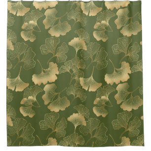 Modern Gold Leaf Pattern Shower Curtain
