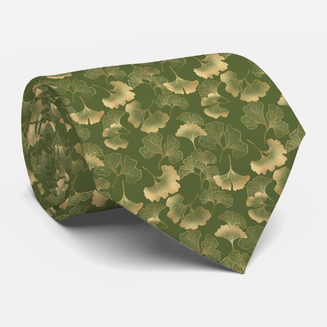 Modern Gold Leaf Pattern Tie (Rolled)