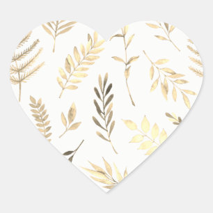 Modern Gold Leaf Wedding Heart Seal