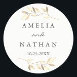 Modern Gold Leaf Wedding Sticker<br><div class="desc">Matching Wedding Collection in the Little Bayleigh Store!</div>