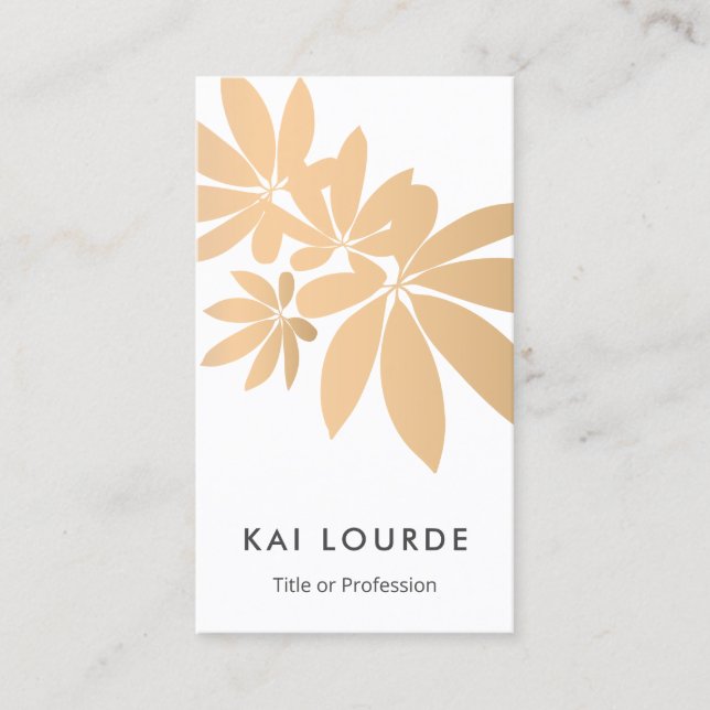 Modern Gold Leaves Business Card (Front)
