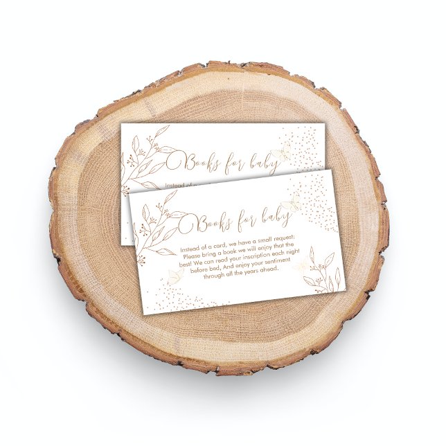 Modern Gold Leaves Butterfly Books For Baby Shower Enclosure Card (Modern Gold Leaves Butterfly Books For Baby Shower Enclosure Card)