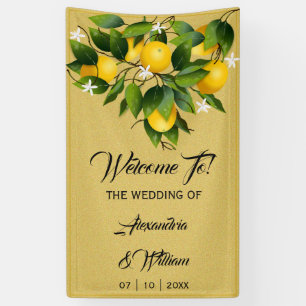 Modern Gold Lemon Fruit Wedding Banner