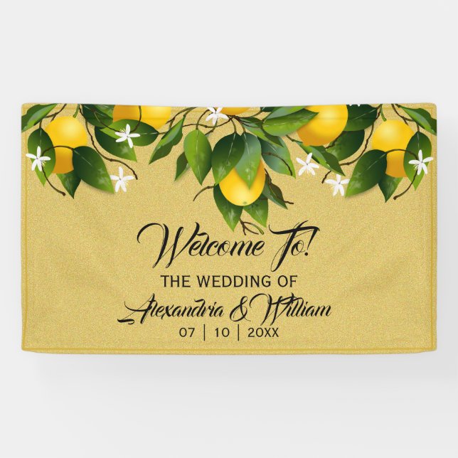 Modern Gold Lemon Fruit | Wedding Banner (Horizontal)