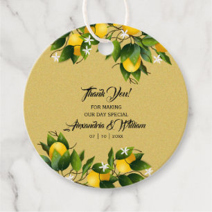 Modern Gold Lemon Fruit Wedding Favour Tags