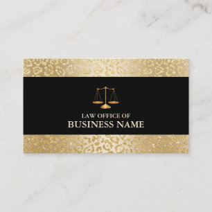 Modern Gold Leopard Border Law Scale Attorney Business Card