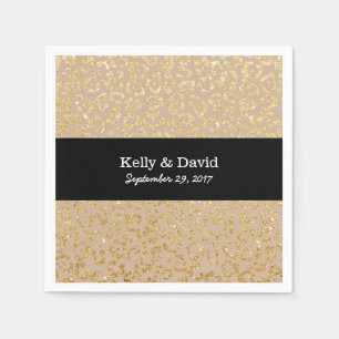 Modern Gold Leopard Print Elegant Neutral Wedding Napkin