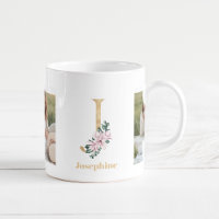 Modern Gold Letter J Flower | Two Photo Monogram