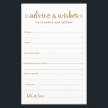 Modern Gold LGBTQ Wedding Advice and Wishes<br><div class="desc">These simple, gold and white, modern, minimal, handwritten script LGBTQ Advice & Wishes sheets are perfect to have at your bridal shower, rehearsal dinner or wedding for guests to fill out for the happy couple. People will love having the prompts - they make it so easy to leave loving words...</div>