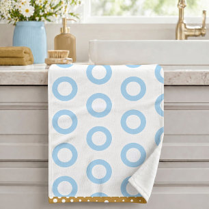 Modern Gold Light Blue White Circle Ring Pattern Bath Towel Set