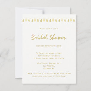 Modern gold lights bridal shower invitations