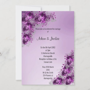 Modern Gold Lilac Purple floral ELEGANT WEDDING Invitation