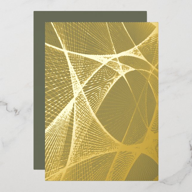 Modern Gold Lines Foil Card (Moss Green) (Front/Back)
