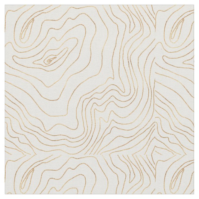 Modern Gold lines Minimalist Hand Drawn Design Fabric (Close Up)