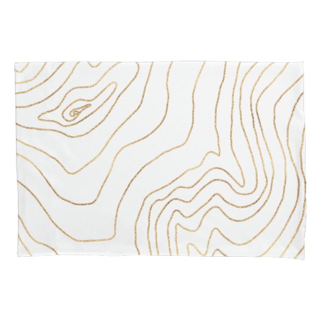 Modern Gold lines Minimalist Hand Drawn Design Pillowcase (Front)
