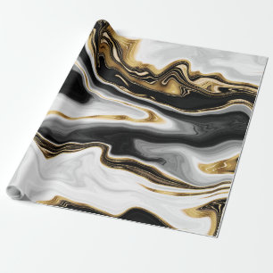 Modern Gold Liquid Swirl Painting Aesthetic Design Wrapping Paper