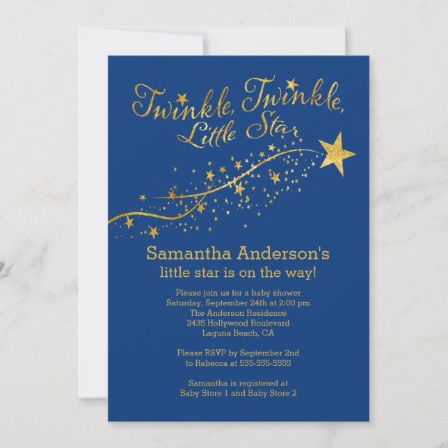 Modern Gold Little Star Baby Shower Invitation (Front)