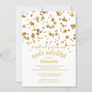 Modern Gold Little Star Baby Shower Invitation