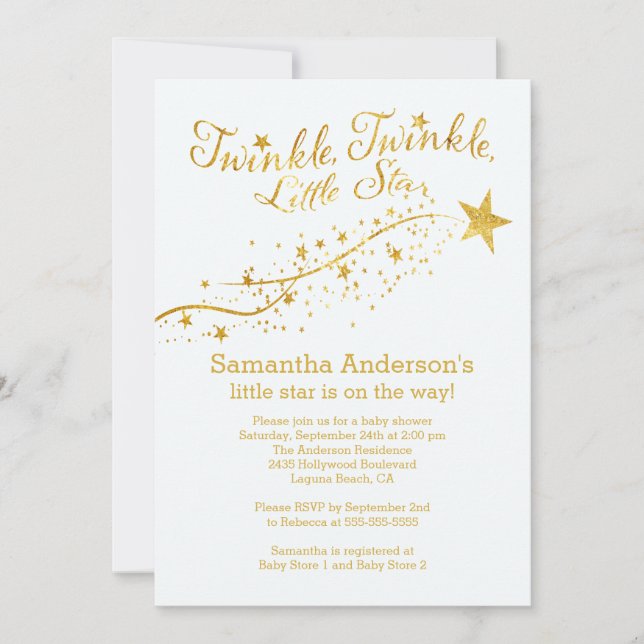 Modern Gold Little Star Baby Shower Invitation (Front)