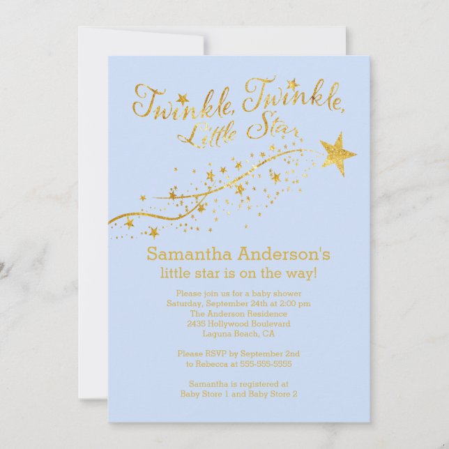 Modern Gold Little Star Boy Baby Shower Invitation (Front)