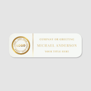 Modern   Gold Logo Corporate Professional Employee Name Tag