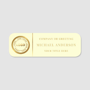 Modern   Gold Logo Corporate Professional Employee Name Tag