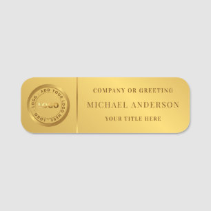 Modern & Gold Logo Corporate Professional Employee Name Tag