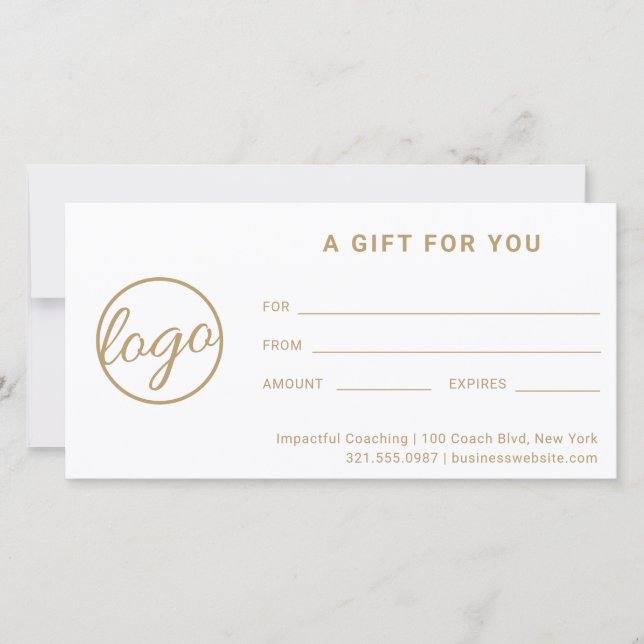 Modern Gold Logo Simple Business Gift Certificate (Front)