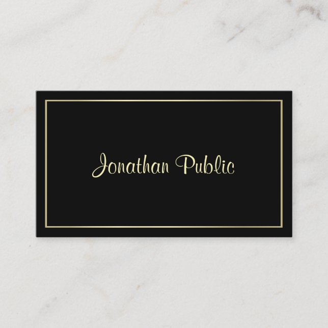 Modern Gold Look Black Design Elegant Creative Business Card (Front)