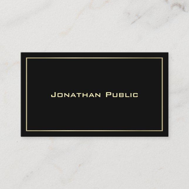 Modern Gold Look Creative Black Design Elegant Business Card (Front)