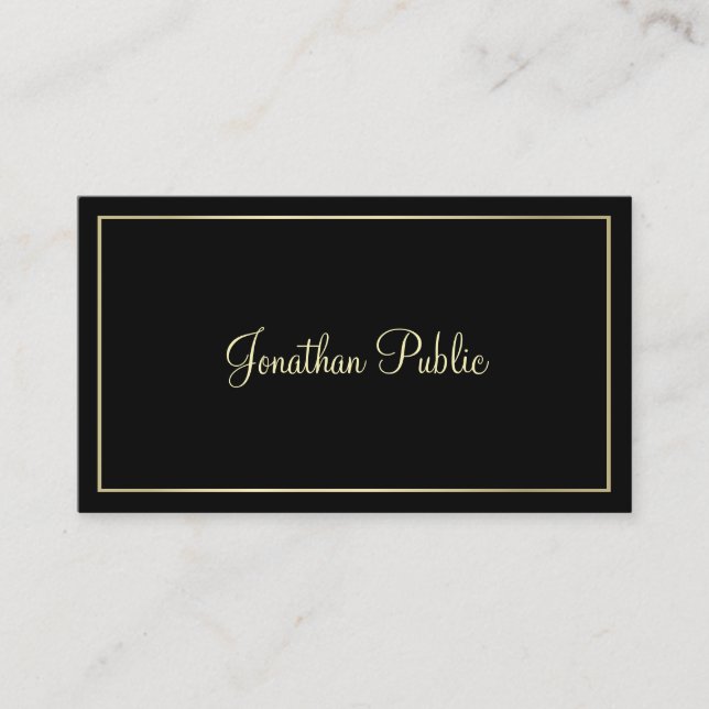 Modern Gold Look Creative Black Design Elegant Business Card (Front)