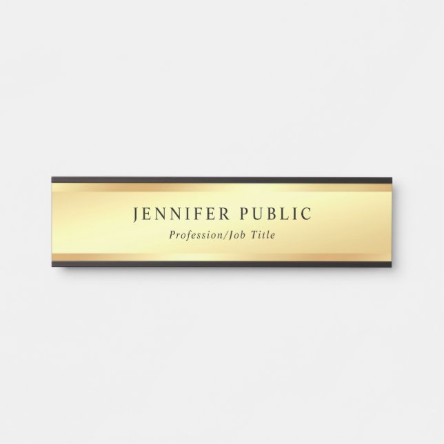 Modern Gold Look Glamour Template Sophisticated Door Sign (Front)